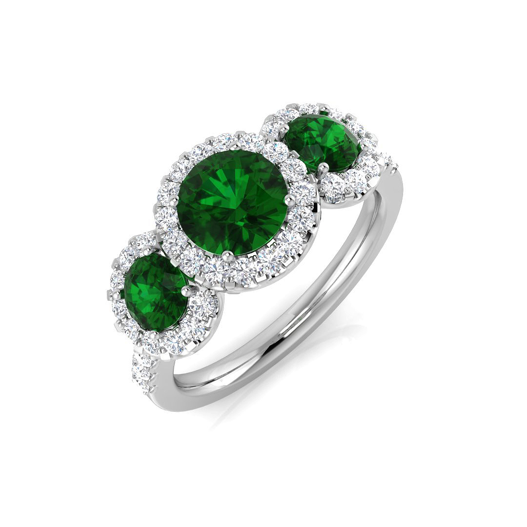 Colour Halo 3 Stone Gemstone Colour Halo 3 Stone
